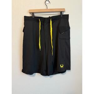 Hylete Men's‎ Shorts Gym Stretch Training Athletic Performance, Black - Size:XL